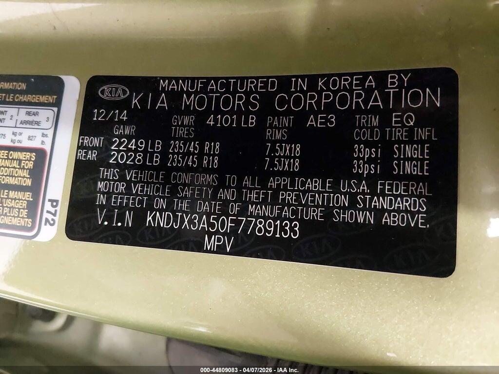 KNDJX3A50F7789133 2015 KIA SOUL photo no. 9
