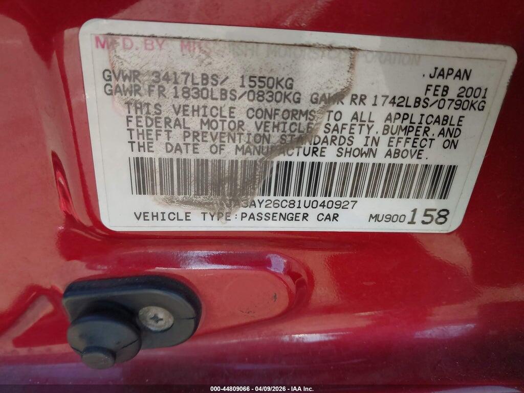JA3AY26C81U040927 2001 MITSUBISHI MIRAGE photo no. 9