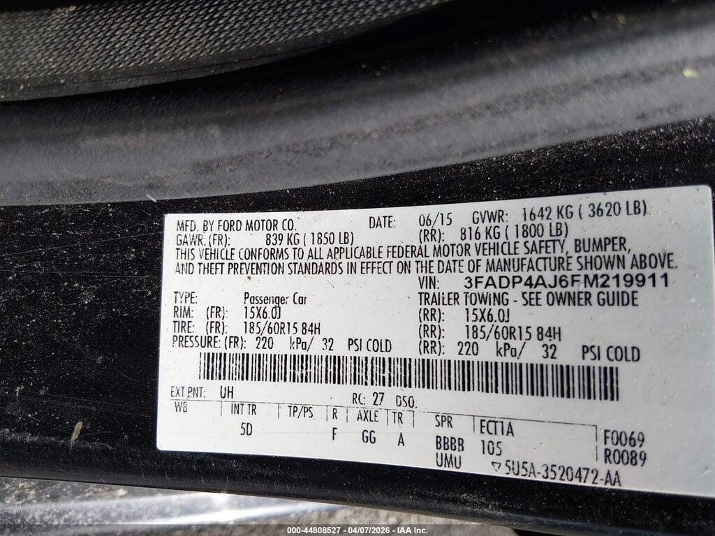 3FADP4AJ6FM219911 2015 FORD FIESTA photo no. 9