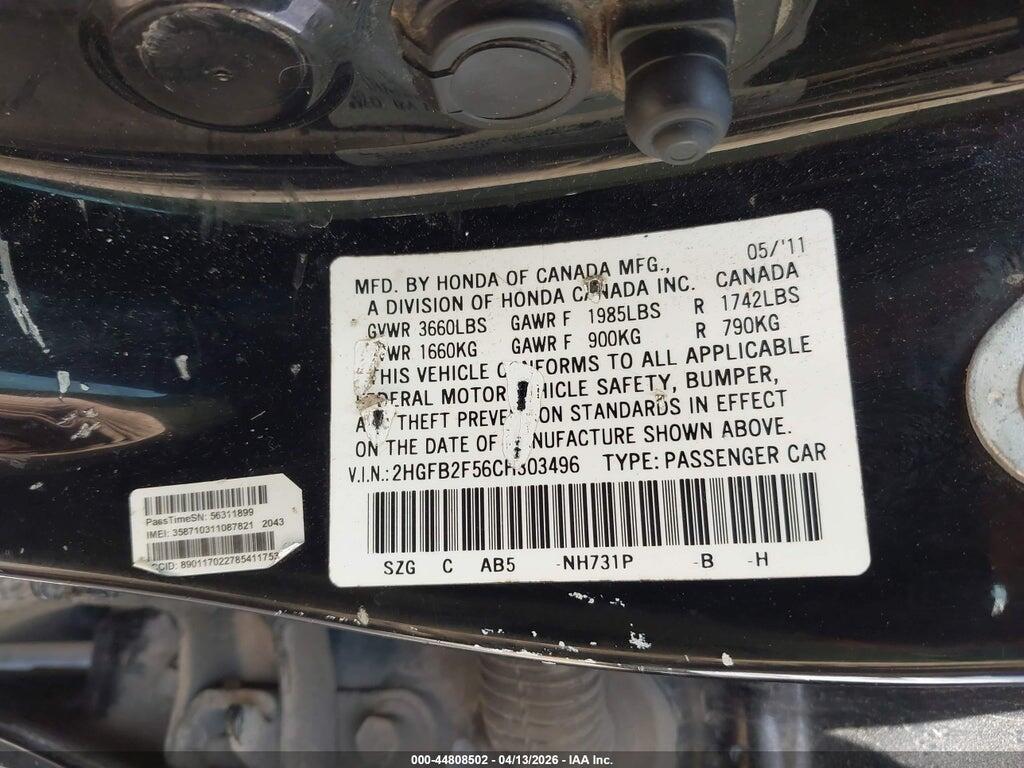 2HGFB2F56CH303496 2012 HONDA CIVIC photo no. 9