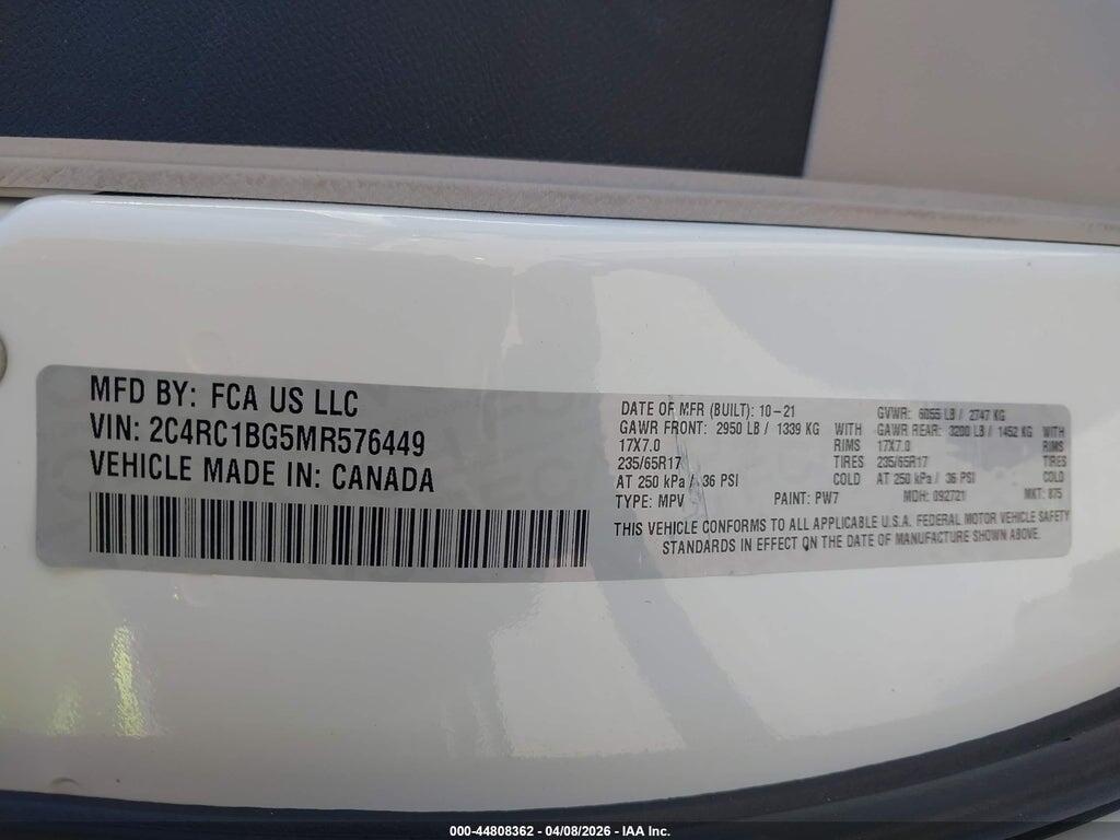 2C4RC1BG5MR576449 2021 CHRYSLER PACIFICA photo no. 9