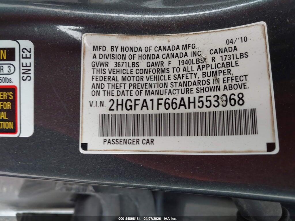 2HGFA1F66AH553968 2010 HONDA CIVIC photo no. 9