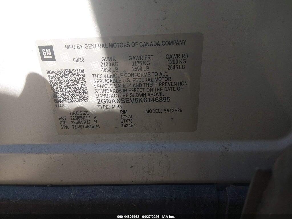 2GNAXSEV5K6146895 2019 CHEVROLET EQUINOX photo no. 9