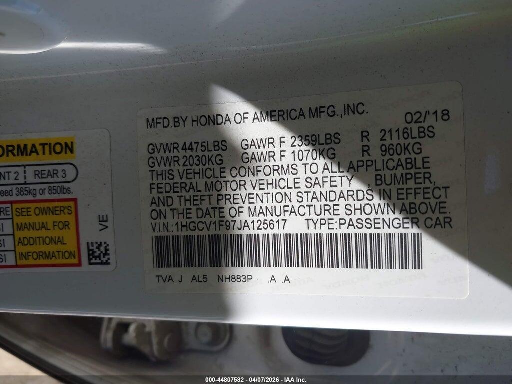 1HGCV1F97JA125617 2018 HONDA ACCORD photo no. 9