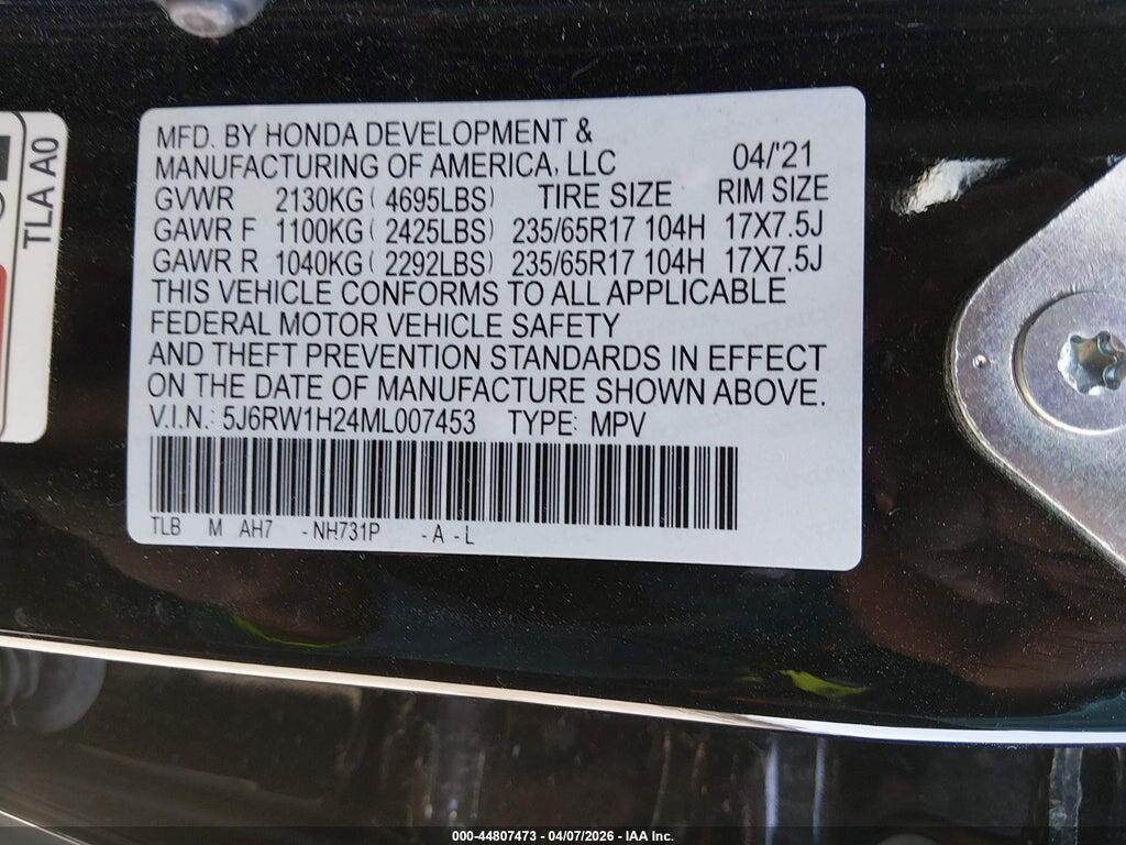 5J6RW1H24ML007453 2021 HONDA CR-V photo no. 9