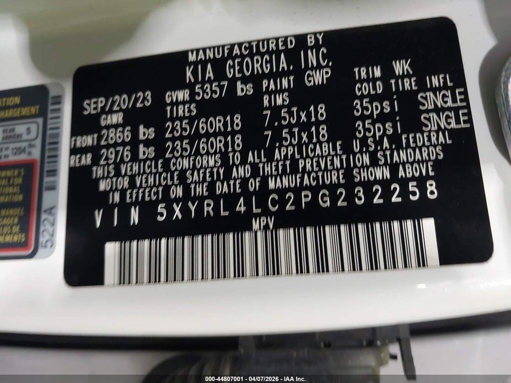 5XYRL4LC2PG232258 2023 KIA SORENTO photo no. 9