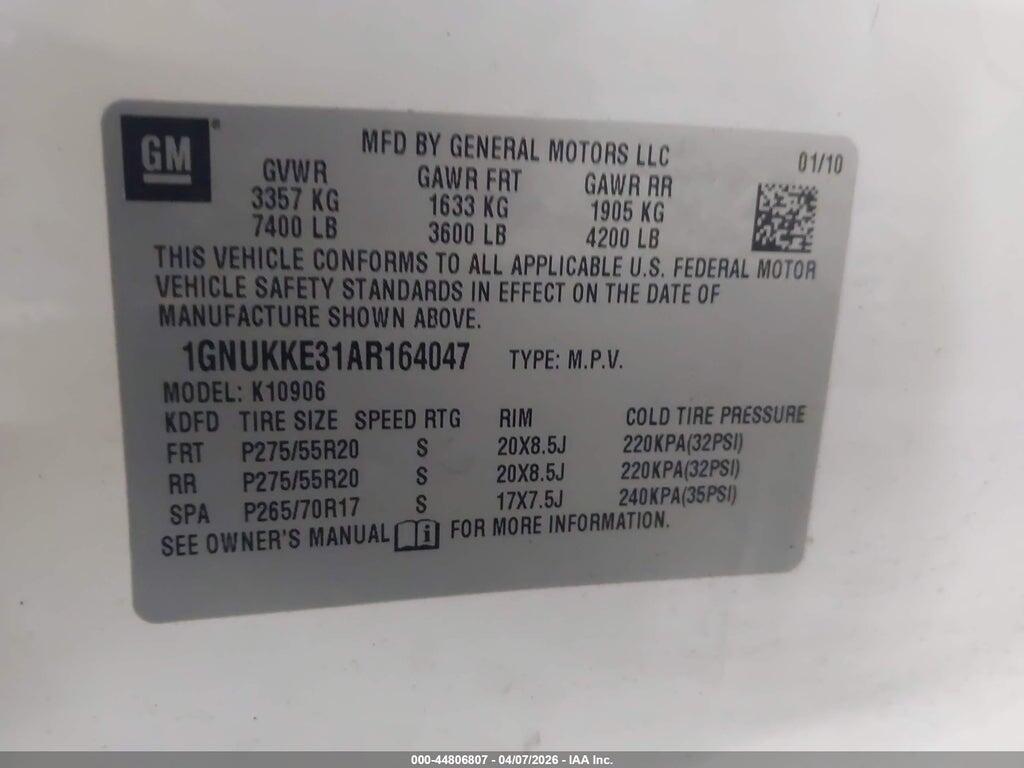 1GNUKKE31AR164047 2010 CHEVROLET SUBURBAN 1500 photo no. 9