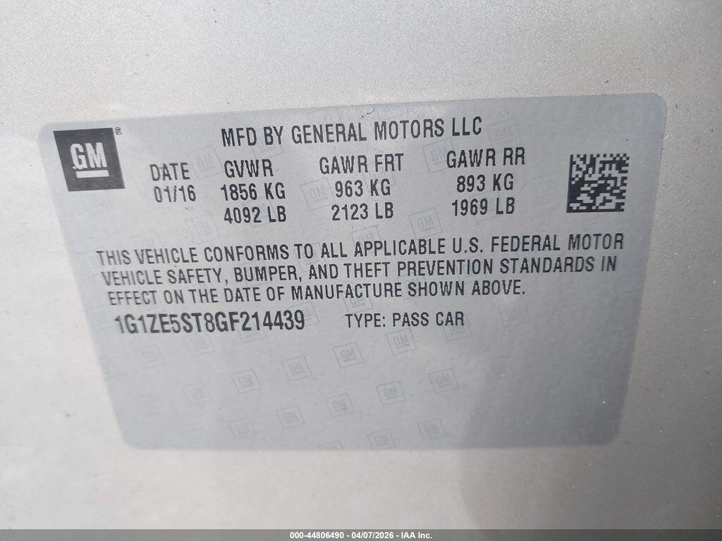 1G1ZE5ST8GF214439 2016 CHEVROLET MALIBU photo no. 9