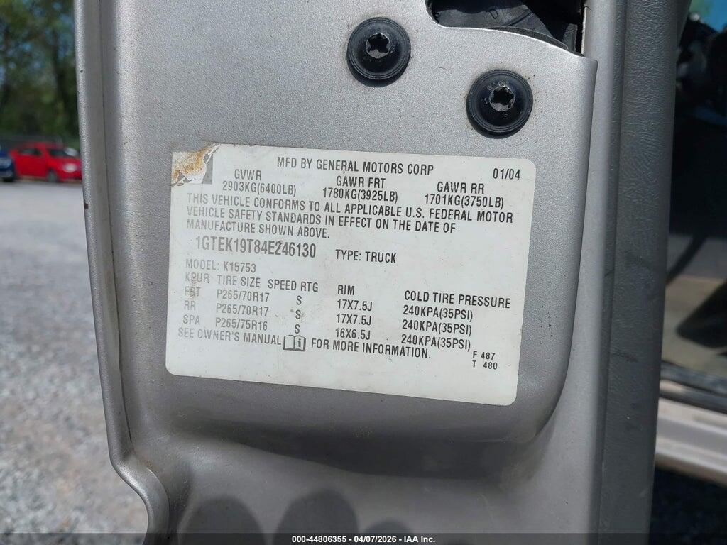 1GTEK19T84E246130 2004 GMC SIERRA 1500 photo no. 9