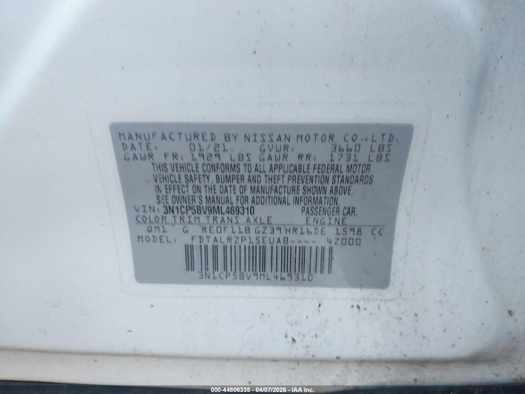 3N1CP5BV9ML469310 2021 NISSAN KICKS photo no. 9