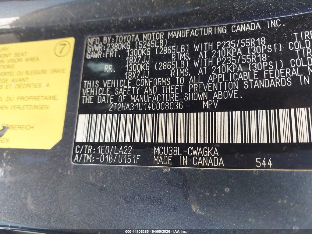 2T2HA31U14C008036 2004 LEXUS RX 330 photo no. 9