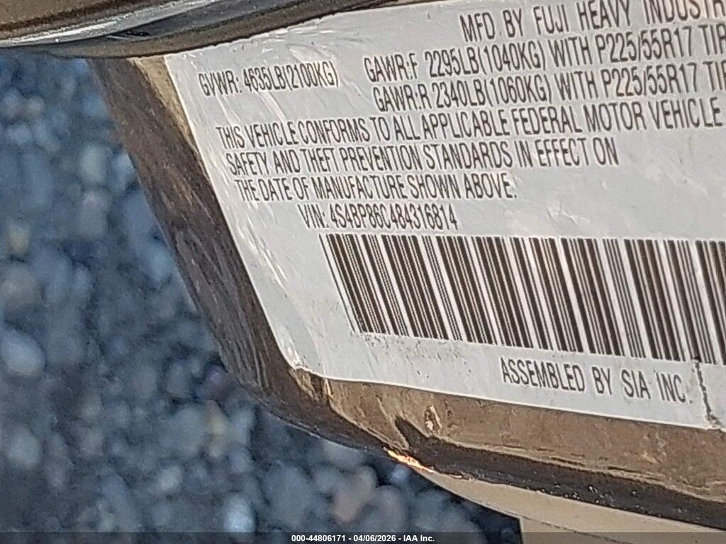 4S4BP86C484316814 2008 SUBARU OUTBACK photo no. 9