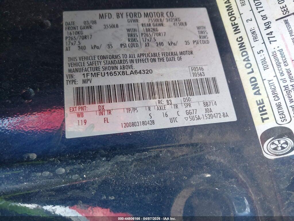 1FMFU165X8LA64320 2008 FORD EXPEDITION photo no. 9