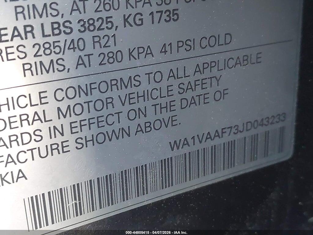 WA1VAAF73JD043233 2018 AUDI Q7 photo no. 9