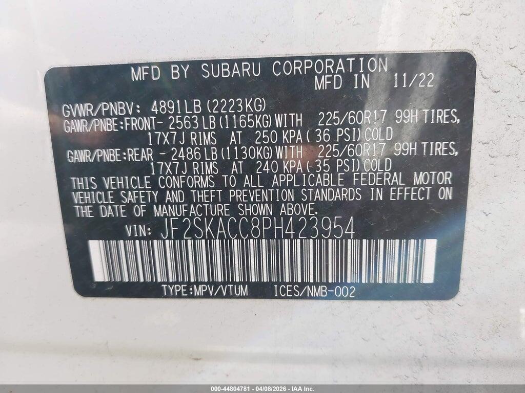 JF2SKACC8PH423954 2023 SUBARU FORESTER photo no. 9