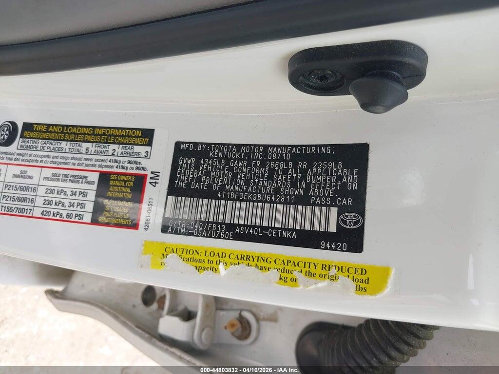 4T1BF3EK9BU642811 2011 TOYOTA CAMRY photo no. 9