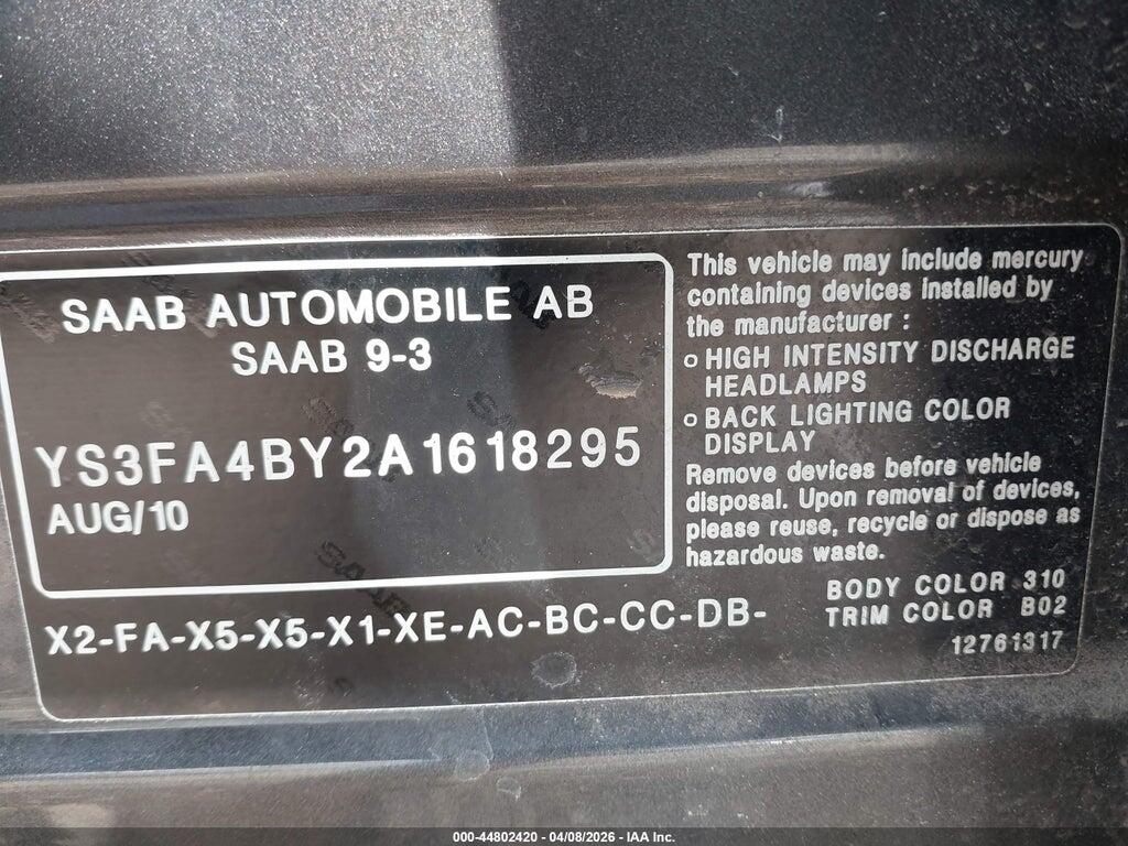YS3FA4BY2A1618295 2010 SAAB 9-3 photo no. 9