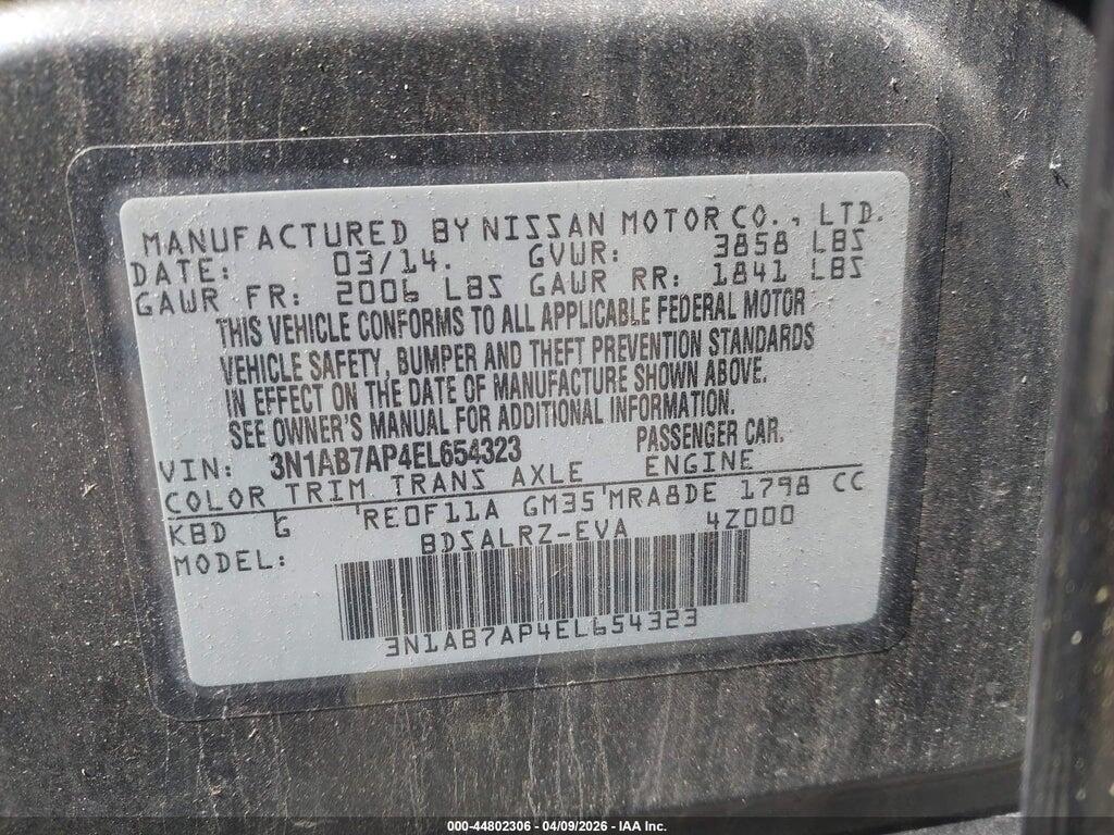 3N1AB7AP4EL654323 2014 NISSAN SENTRA photo no. 9
