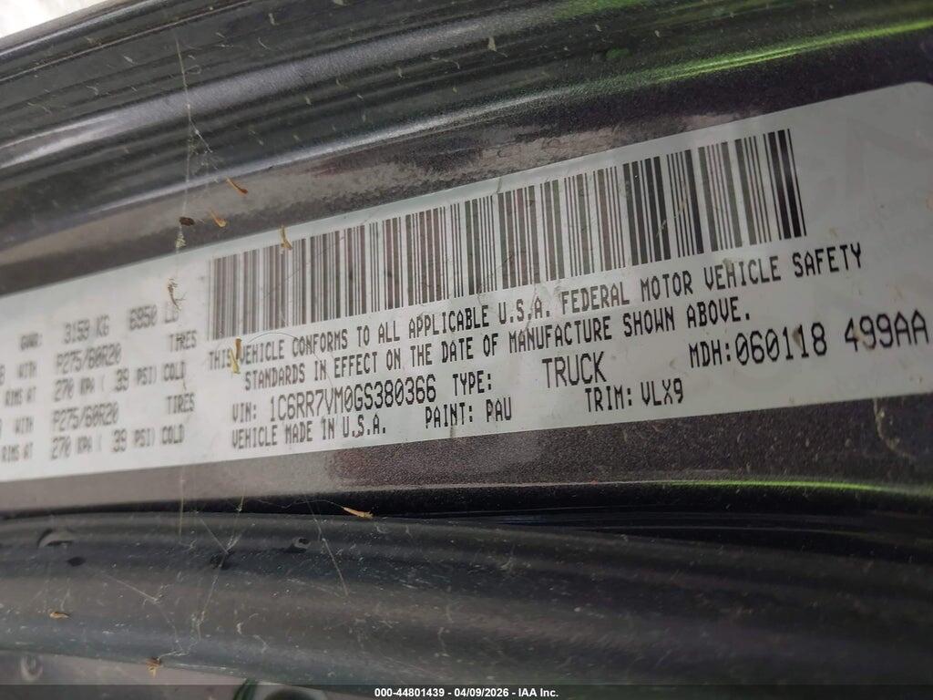 1C6RR7VM0GS380366 2016 RAM 1500 photo no. 9