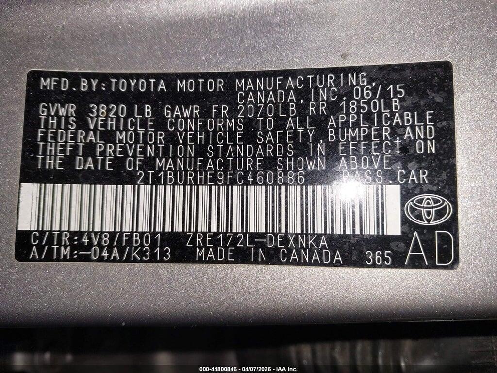 2T1BURHE9FC460886 2015 TOYOTA COROLLA photo no. 9