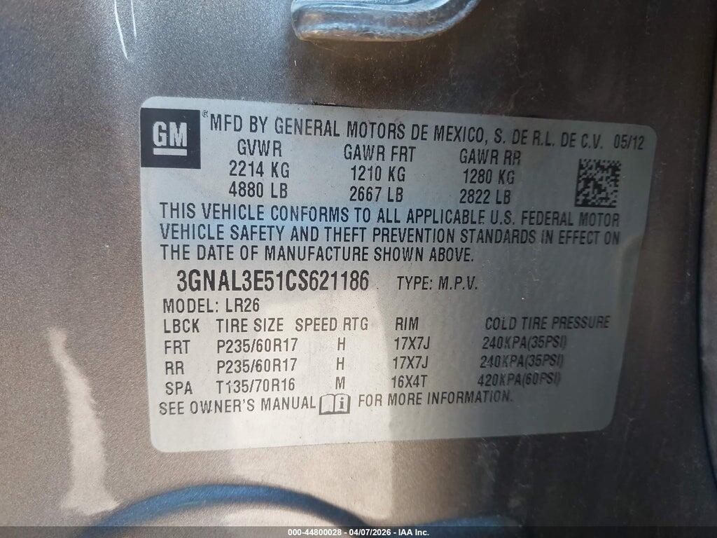 3GNAL3E51CS621186 2012 CHEVROLET CAPTIVA SPORT photo no. 9