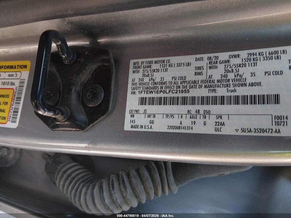 1FTEW1EP0LFC21955 2020 FORD F-150 photo no. 9