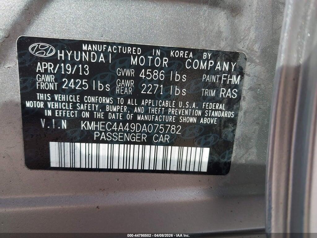 KMHEC4A49DA075782 2013 HYUNDAI SONATA HYBRID photo no. 9