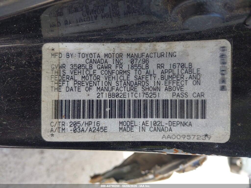 2T1BB02E1TC175251 1996 TOYOTA COROLLA photo no. 9