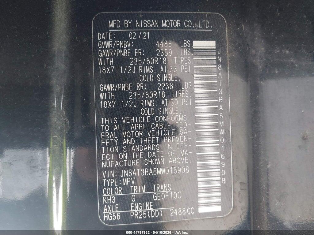 JN8AT3BA6MW016908 2021 NISSAN ROGUE photo no. 9