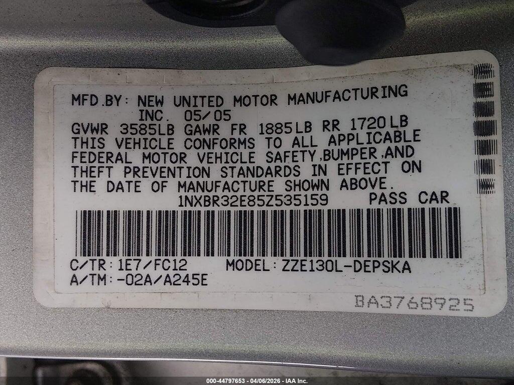 1NXBR32E85Z535159 2005 TOYOTA COROLLA photo no. 9