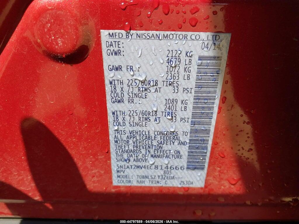 5N1AT2MV4EC814666 2014 NISSAN ROGUE photo no. 9