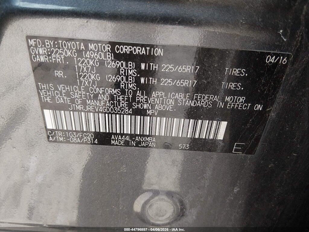 JTMRJREV4GD035284 2016 TOYOTA RAV4 HYBRID photo no. 9