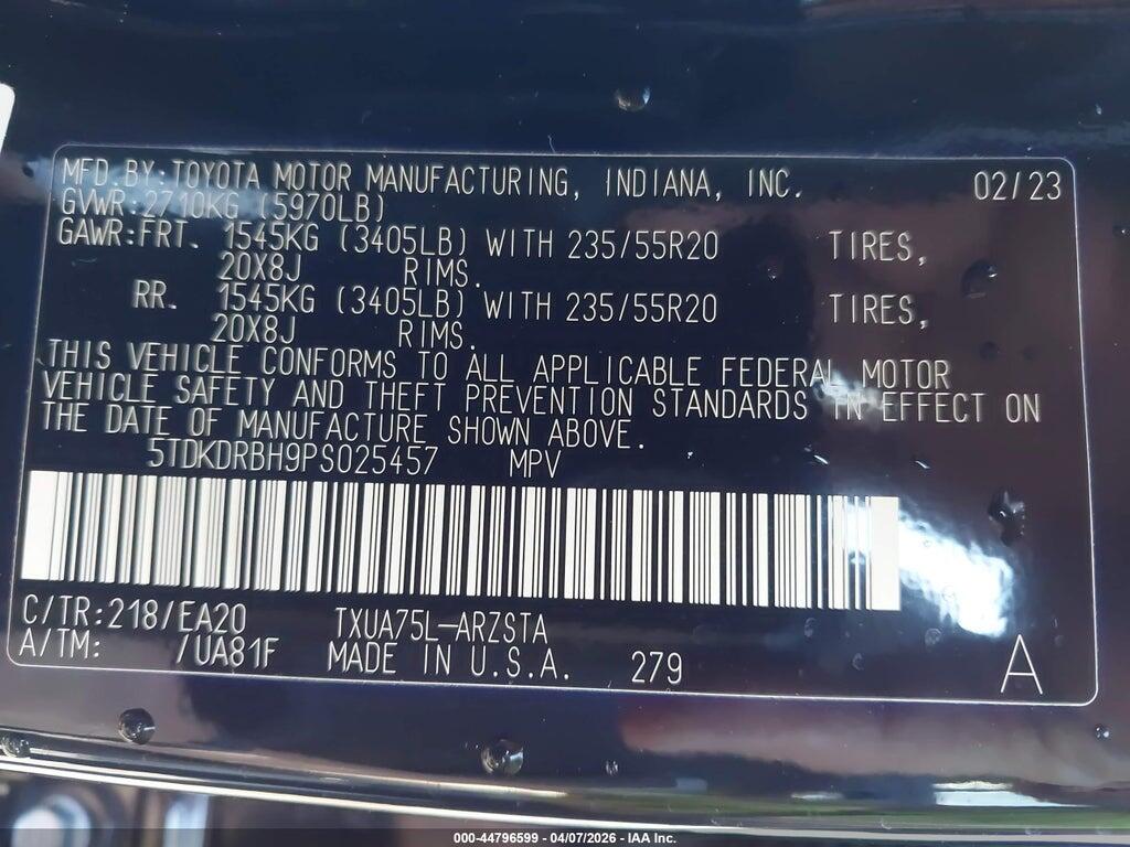 5TDKDRBH9PS025457 2023 TOYOTA HIGHLANDER photo no. 9