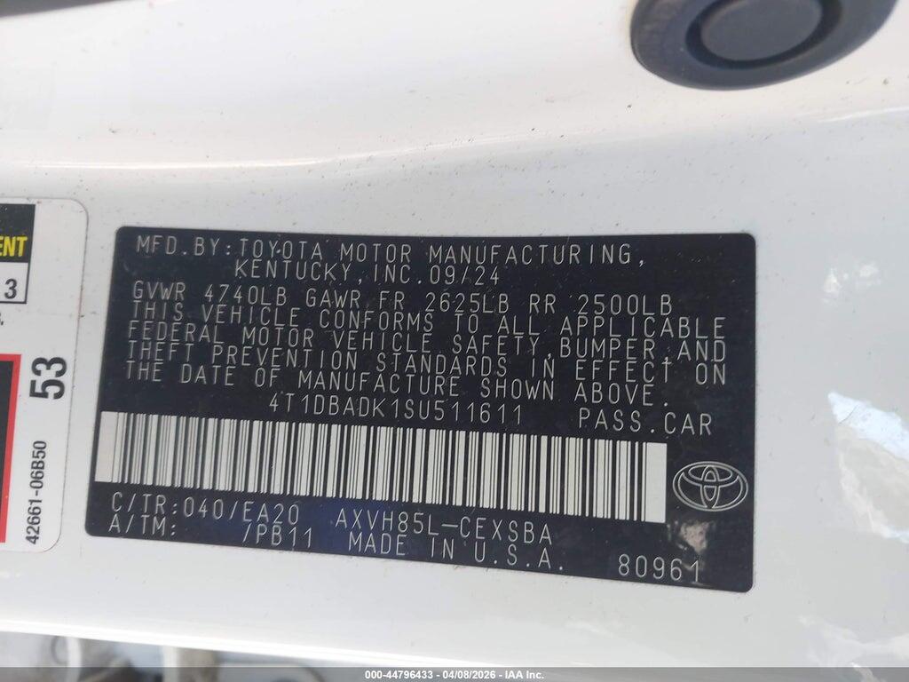 4T1DBADK1SU511611 2025 TOYOTA CAMRY photo no. 9