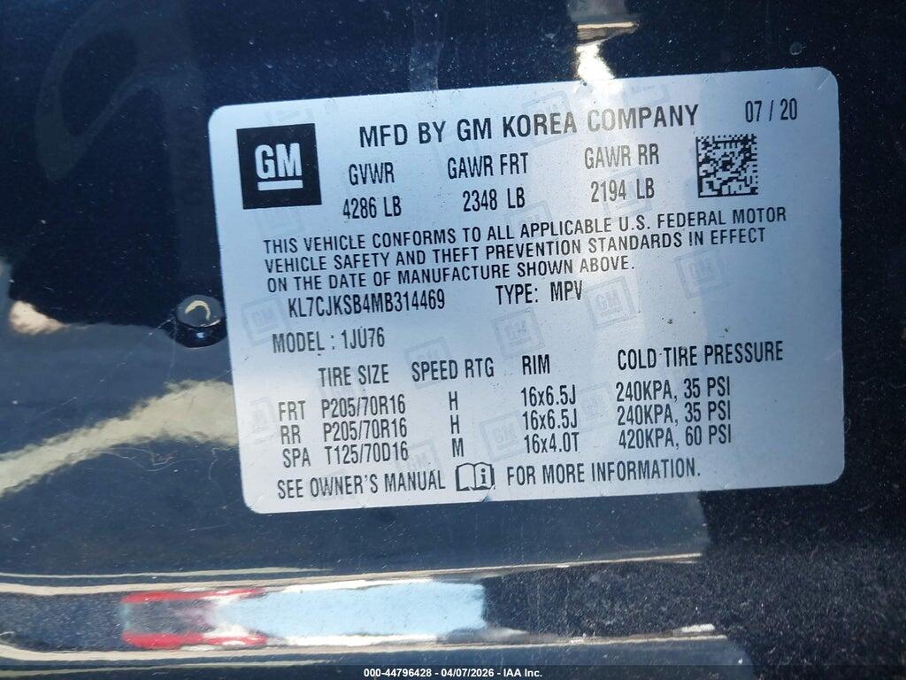 KL7CJKSB4MB314469 2021 CHEVROLET TRAX photo no. 9