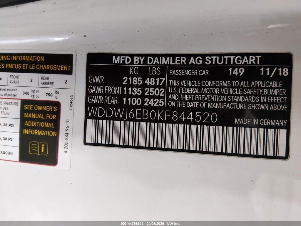 WDDWJ6EB0KF844520 2019 MERCEDES-BENZ AMG C 43 photo no. 9