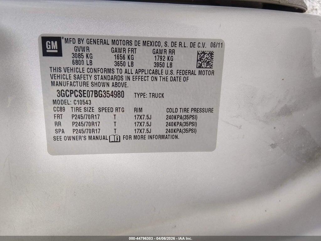 3GCPCSE07BG354980 2011 CHEVROLET SILVERADO 1500 photo no. 9