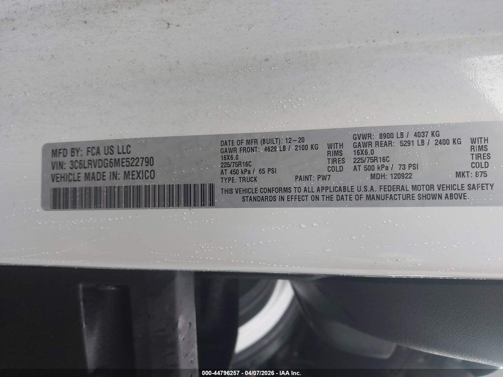 3C6LRVDG6ME522790 2021 RAM PROMASTER 2500 photo no. 9