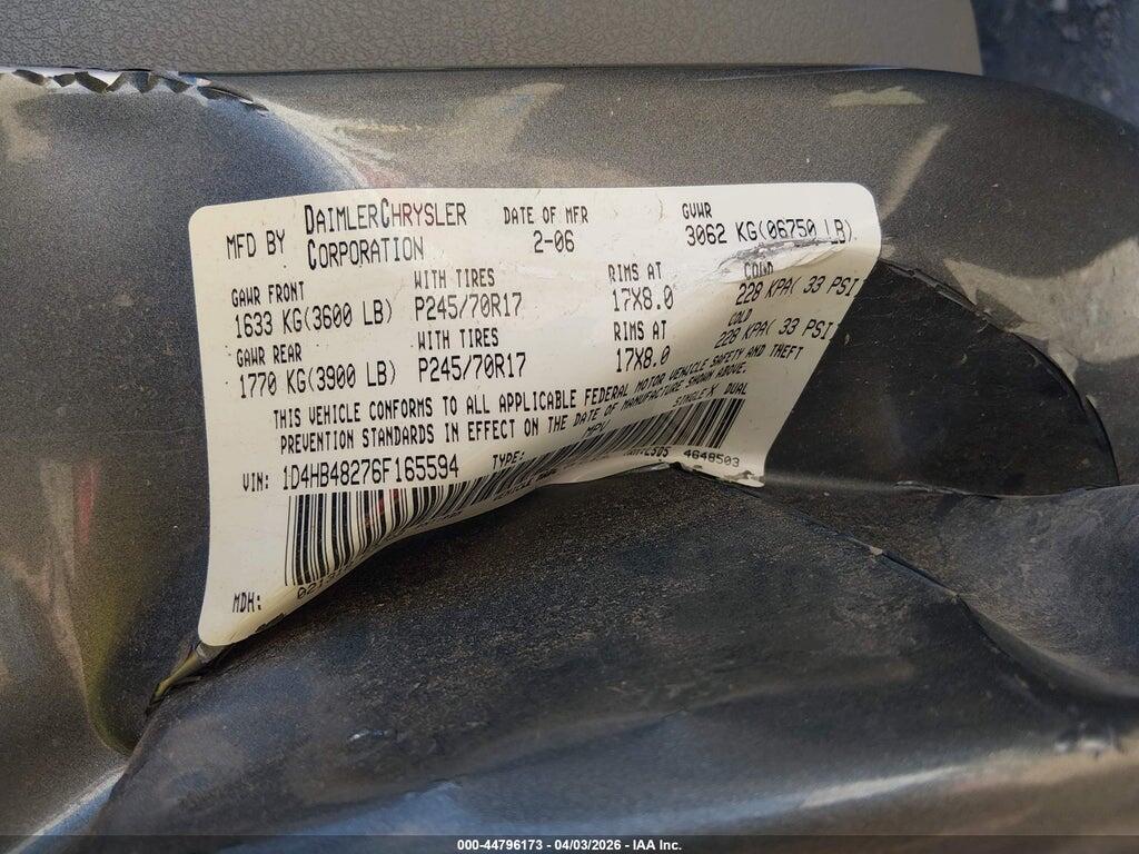 1D4HB48276F165594 2006 DODGE DURANGO photo no. 9