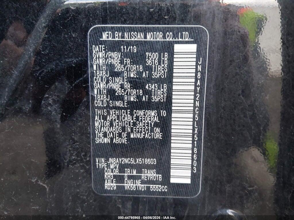 JN8AY2NC5LX518603 2020 NISSAN ARMADA photo no. 9
