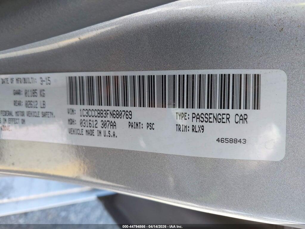 1C3CCCBB3FN680769 2015 CHRYSLER 200 photo no. 9