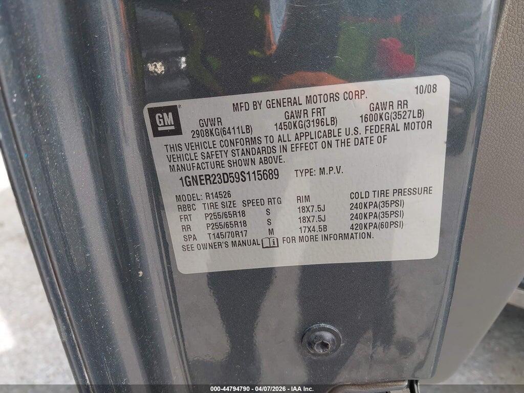 1GNER23D59S115689 2009 CHEVROLET TRAVERSE photo no. 9