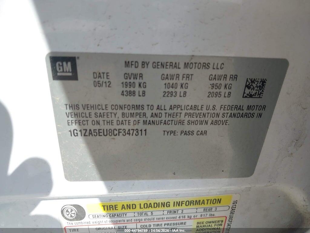1G1ZA5EU8CF347311 2012 CHEVROLET MALIBU photo no. 9