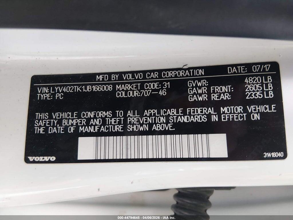 LYV402TK1JB166008 2018 VOLVO S60 INSCRIPTION photo no. 9