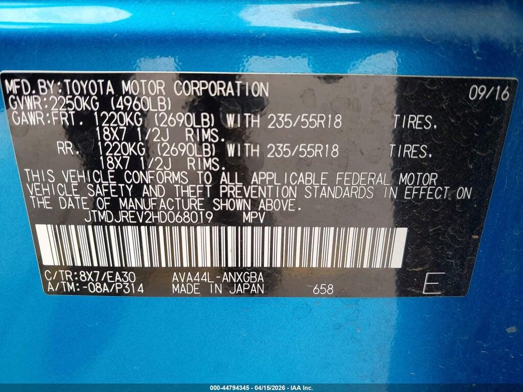JTMDJREV2HD068019 2017 TOYOTA RAV4 HYBRID photo no. 9