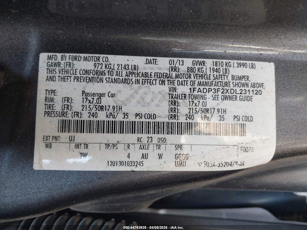 1FADP3F2XDL231120 2013 FORD FOCUS photo no. 9