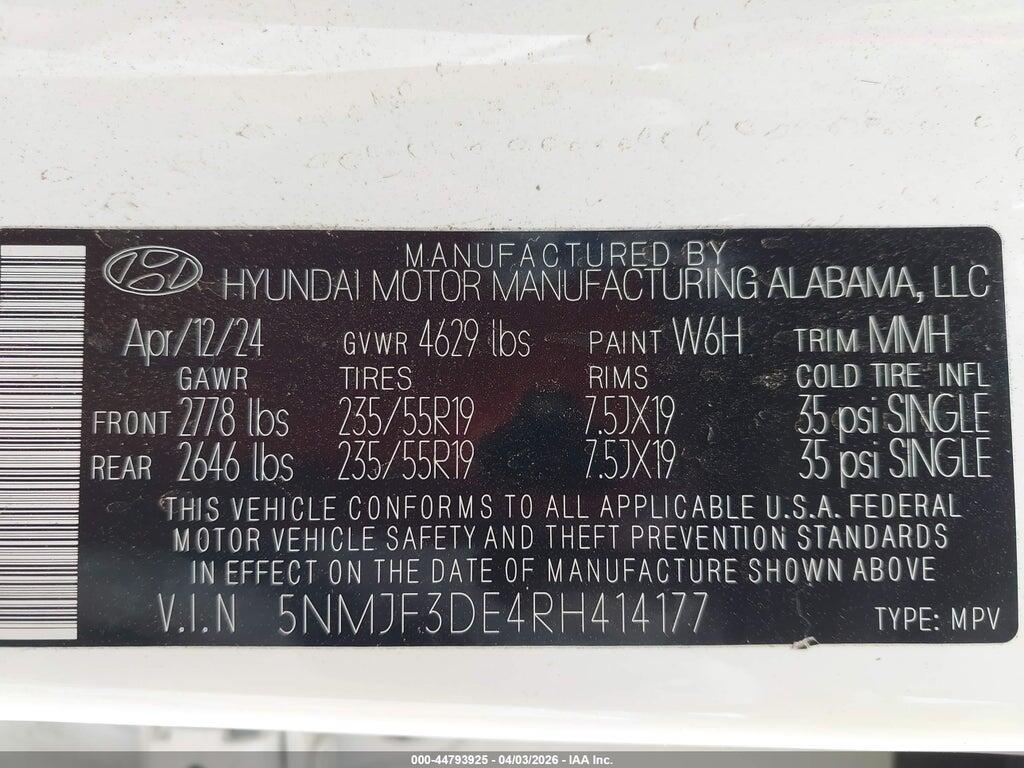 5NMJF3DE4RH414177 2024 HYUNDAI TUCSON photo no. 9