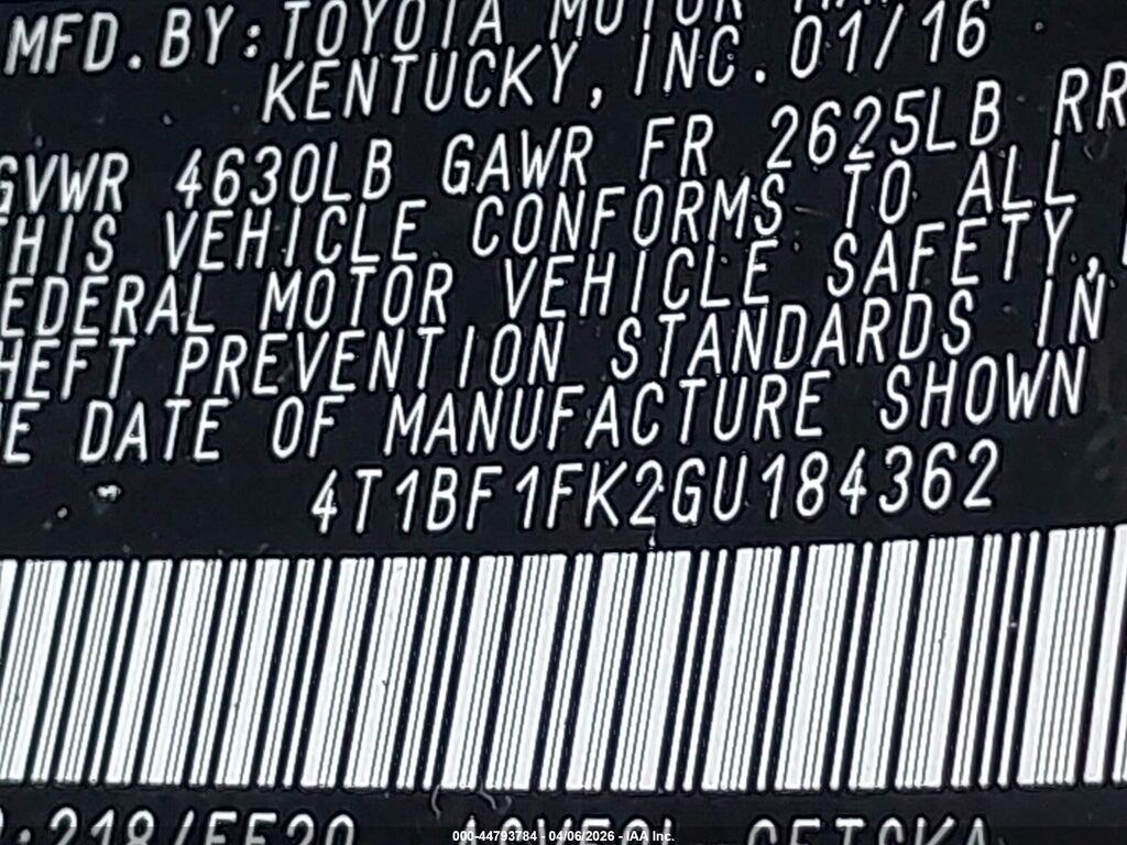 4T1BF1FK2GU184362 2016 TOYOTA CAMRY photo no. 9