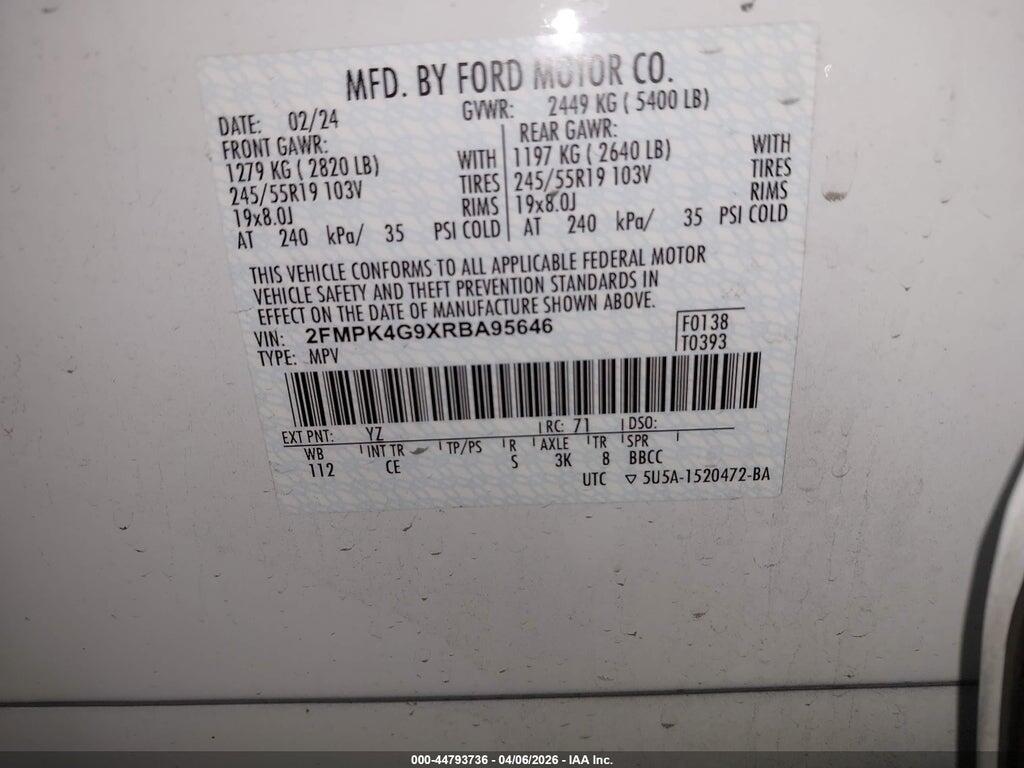 2FMPK4G9XRBA95646 2024 FORD EDGE photo no. 9