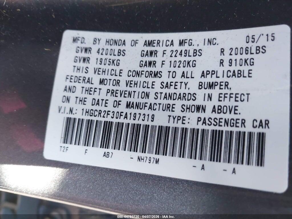 1HGCR2F30FA197319 2015 HONDA ACCORD photo no. 9